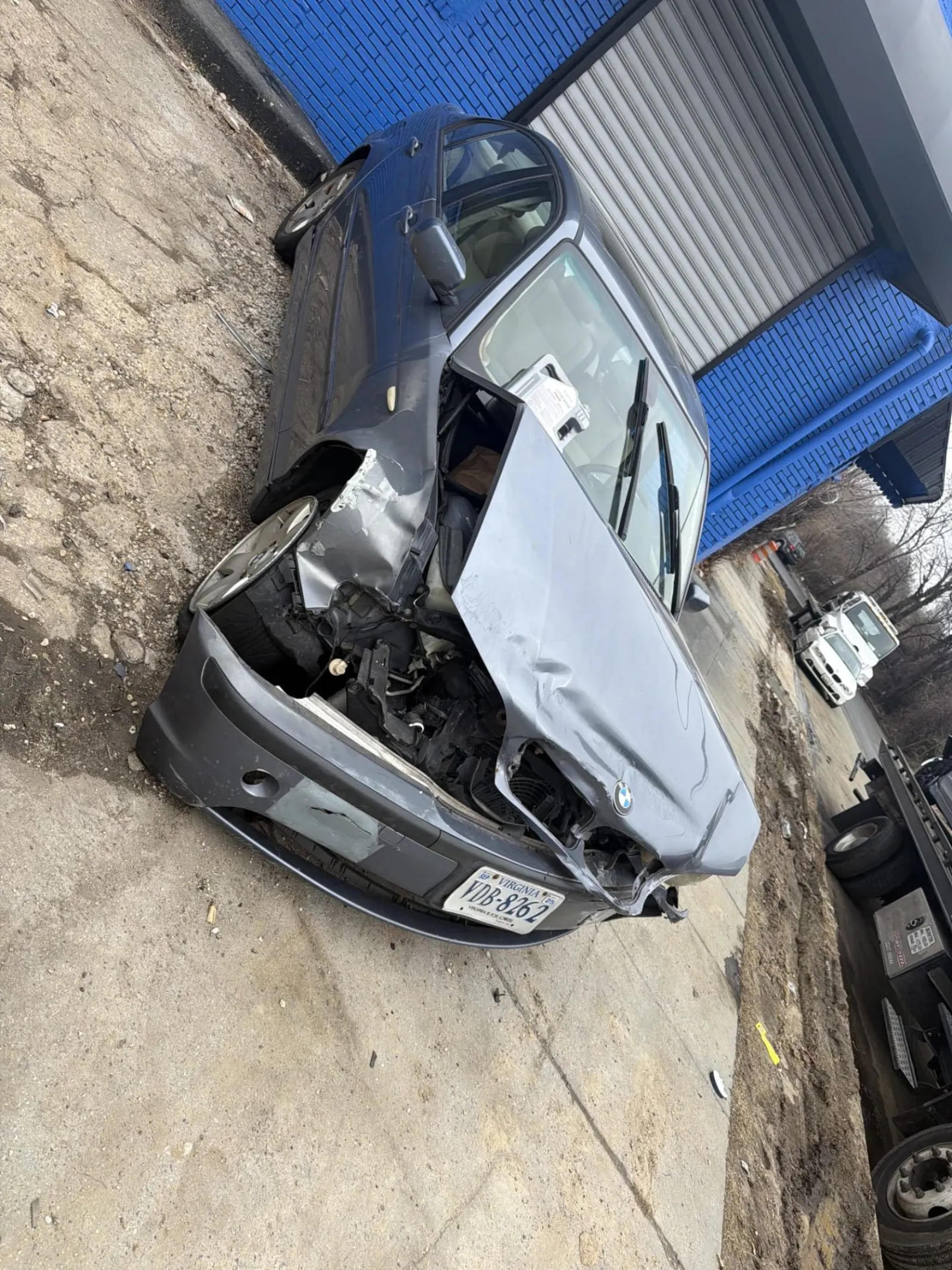 Damaged BMW vehicle pickup in Chantilly, VA by Dalo Auto Recycling